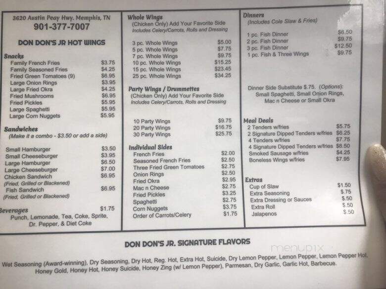 Don Don's Hot Wings - Memphis, TN menu_pic