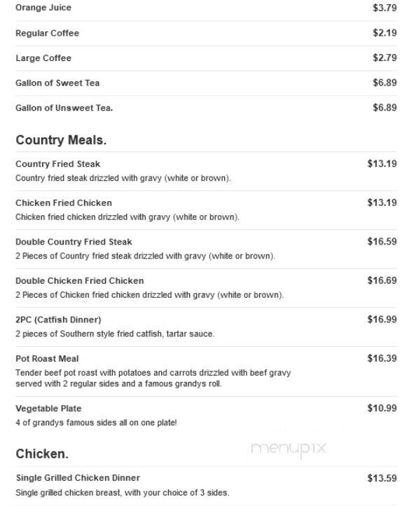 Grandy's - Texarkana, TX menu_pic