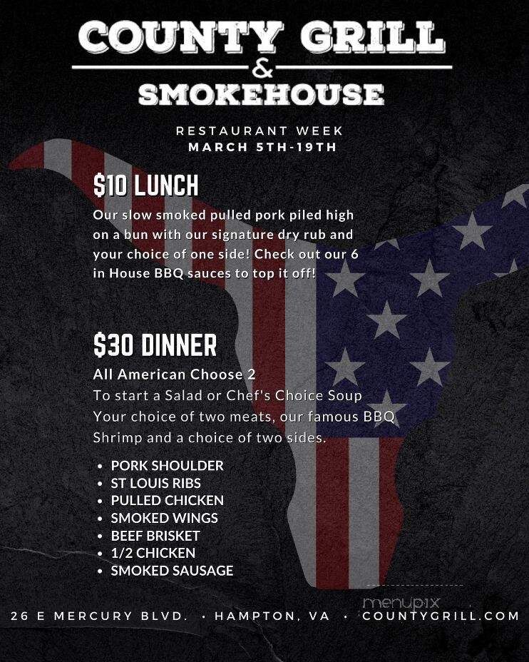 County Grill & Smokehouse - Hampton, VA menu_pic