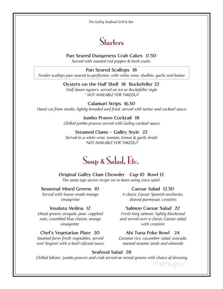 Galley Restaurant - Morro Bay, CA menu_pic