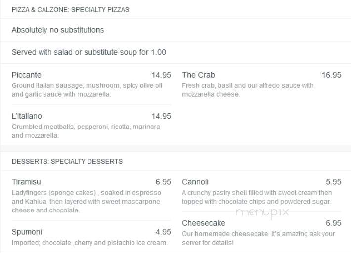 Roman Cucina - Sunset Beach, CA menu_pic