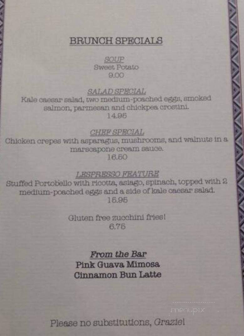 L'espresso Bar Mercurio - Toronto, ON menu_pic