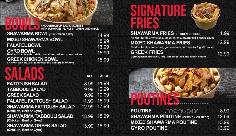 Monaco Express - Windsor, ON menu_pic