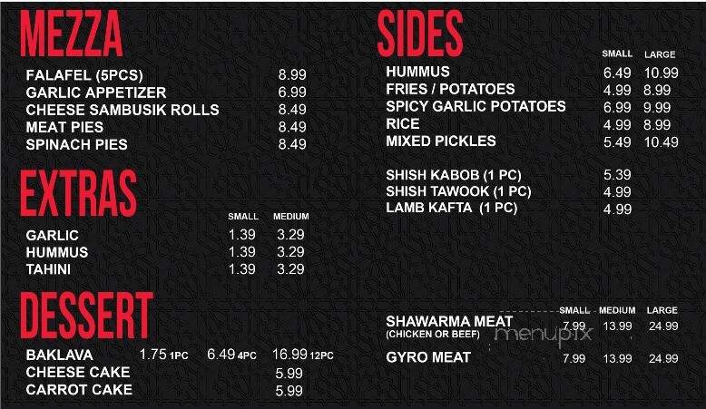 Monaco Express - Windsor, ON menu_pic