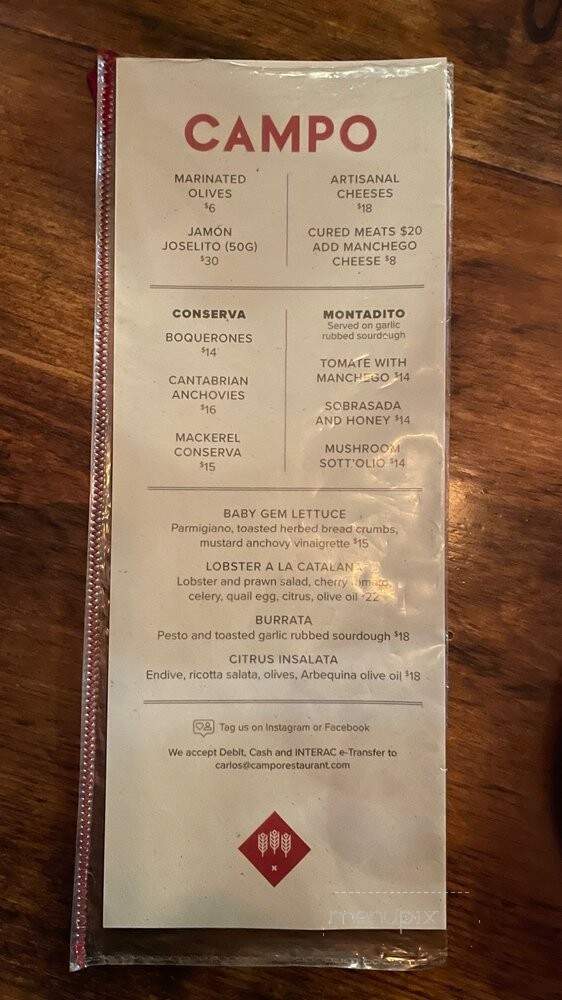 Campo - Toronto, ON menu_pic
