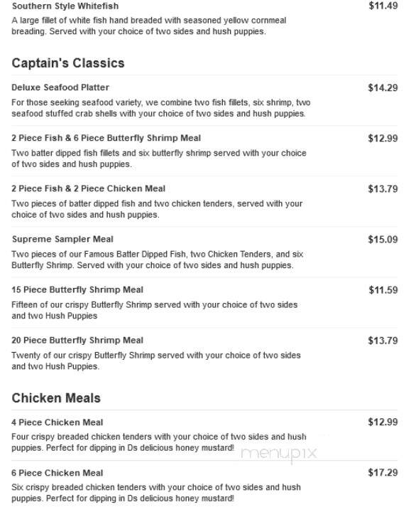 Captain D's Seafood - Lexington, SC menu_pic