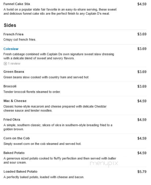 Captain D's Seafood - Lexington, SC menu_pic