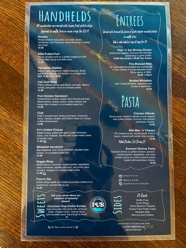 Lake Street Pub - Boyne City, MI menu_pic