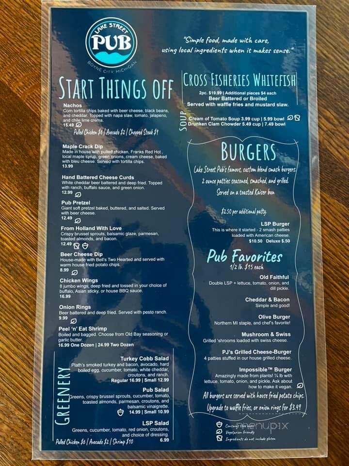 Lake Street Pub - Boyne City, MI menu_pic