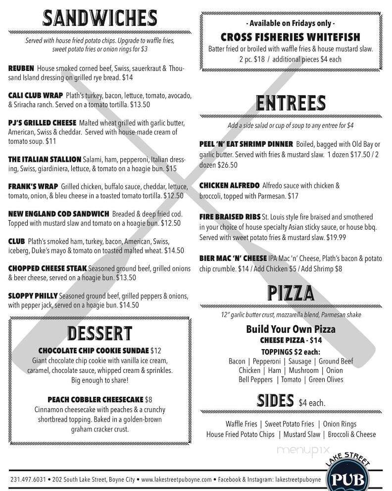 Lake Street Pub - Boyne City, MI menu_pic