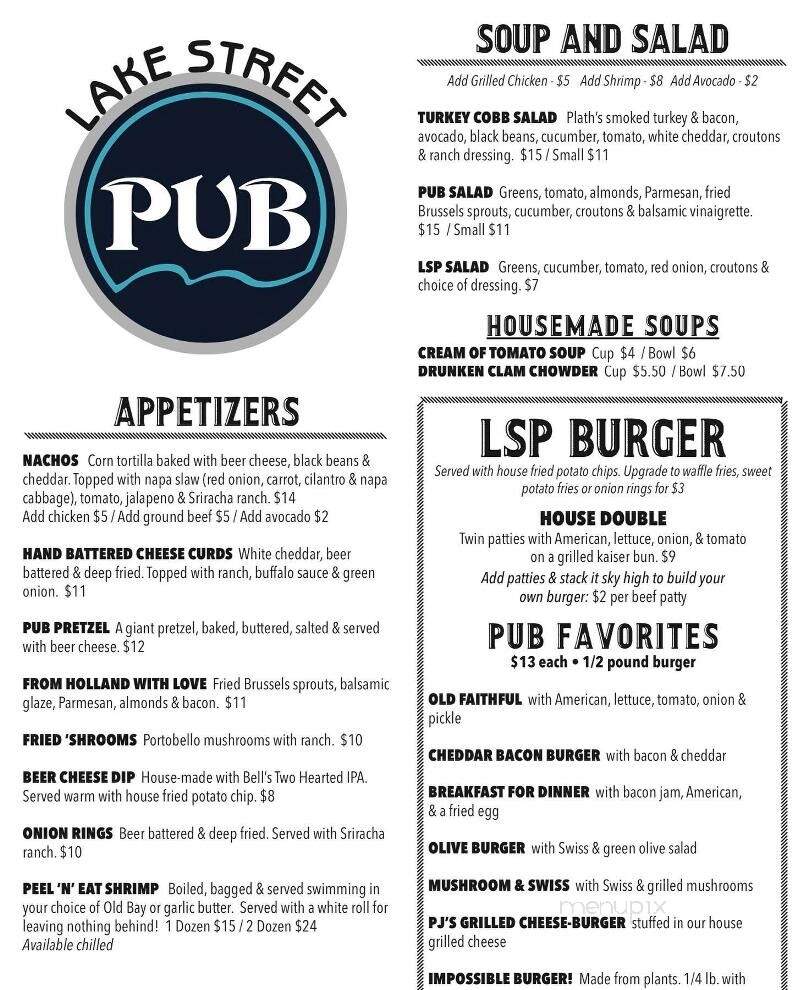 Lake Street Pub - Boyne City, MI menu_pic