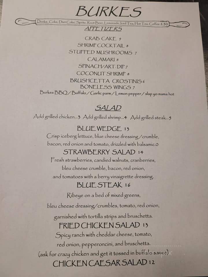 Burke Family Restaurant - Ione, CA menu_pic