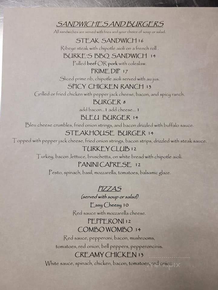 Burke Family Restaurant - Ione, CA menu_pic