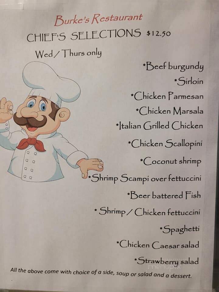 Burke Family Restaurant - Ione, CA menu_pic