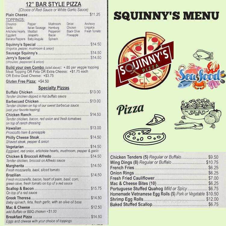 Squinny's Pizza - Plymouth, MA menu_pic