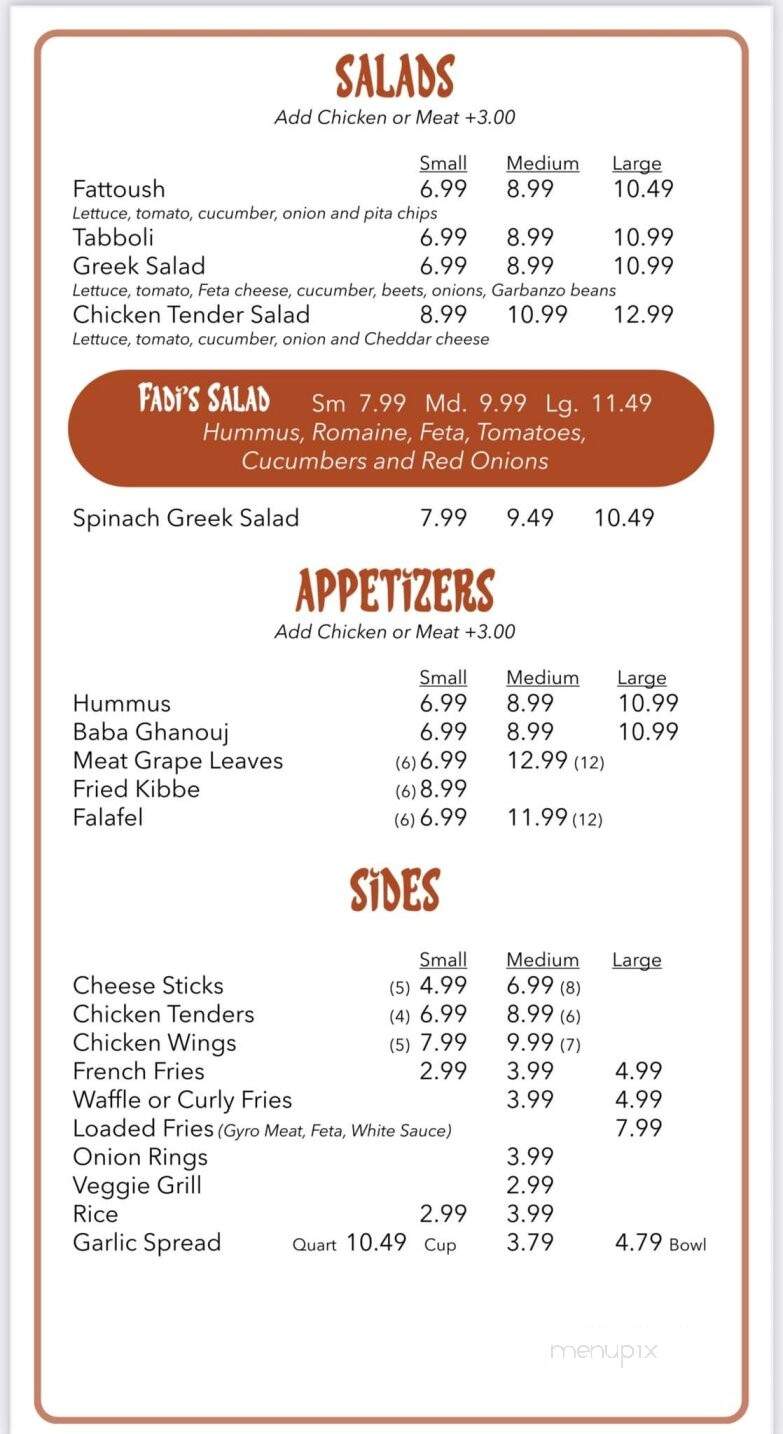 Fadi's Lebanese Grill - Shelby Township, MI menu_pic