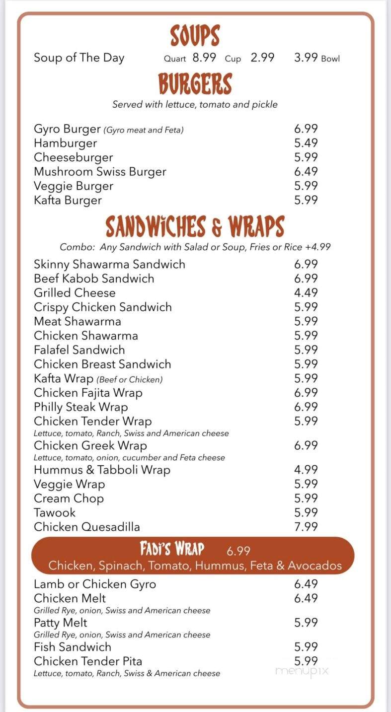 Fadi's Lebanese Grill - Shelby Township, MI menu_pic