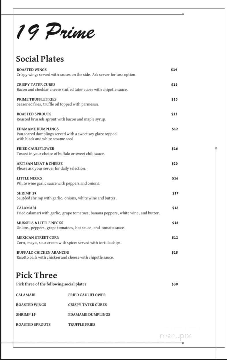19 Prime Steak and Tapas - Fall River, MA menu_pic