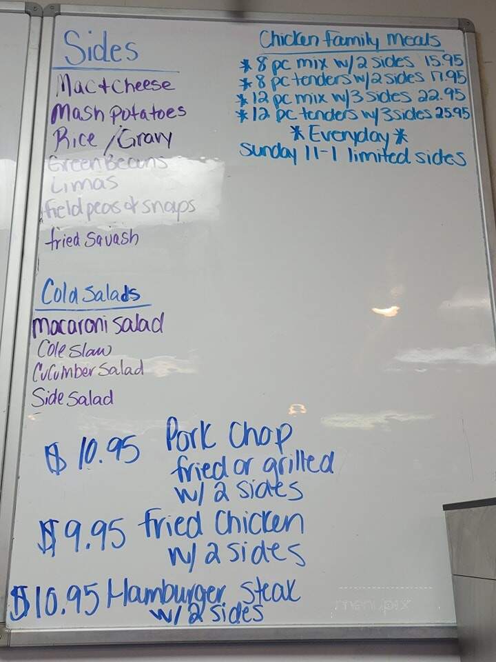 Chrissy's Diner - Eutawville, SC menu_pic