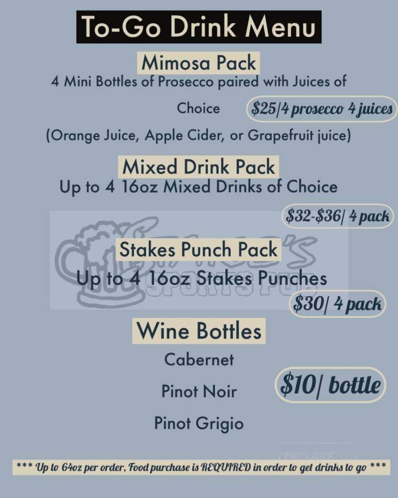 Stake's Sports Pub - Worcester, MA menu_pic