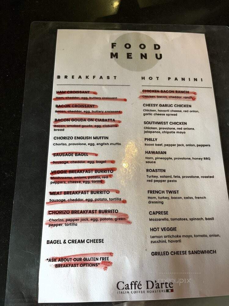 Caffe D'arte at Tehaleh - Bonney Lake, WA menu_pic