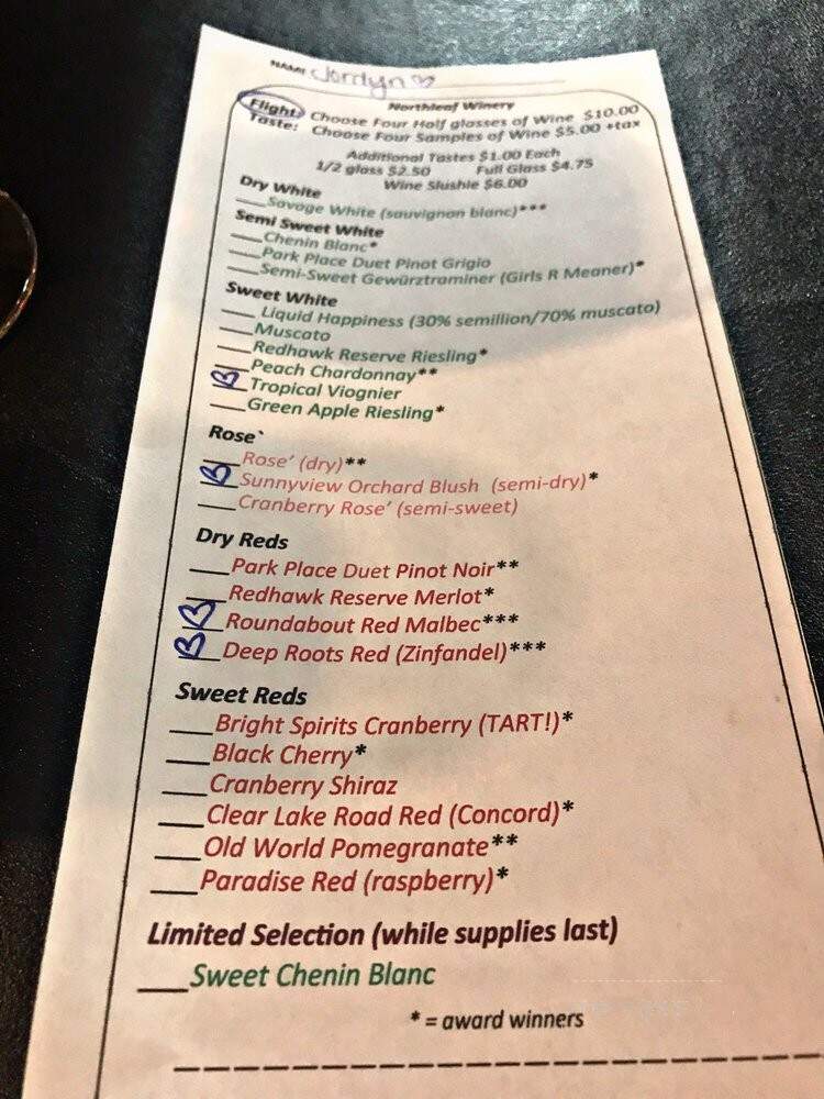 Northleaf Winery - Milton, WI menu_pic