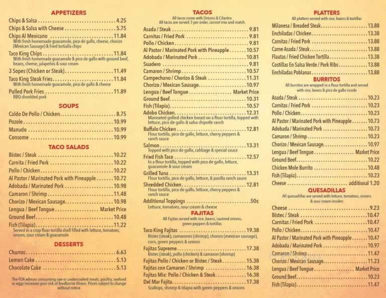 Taco King - Harrisburg, PA menu_pic