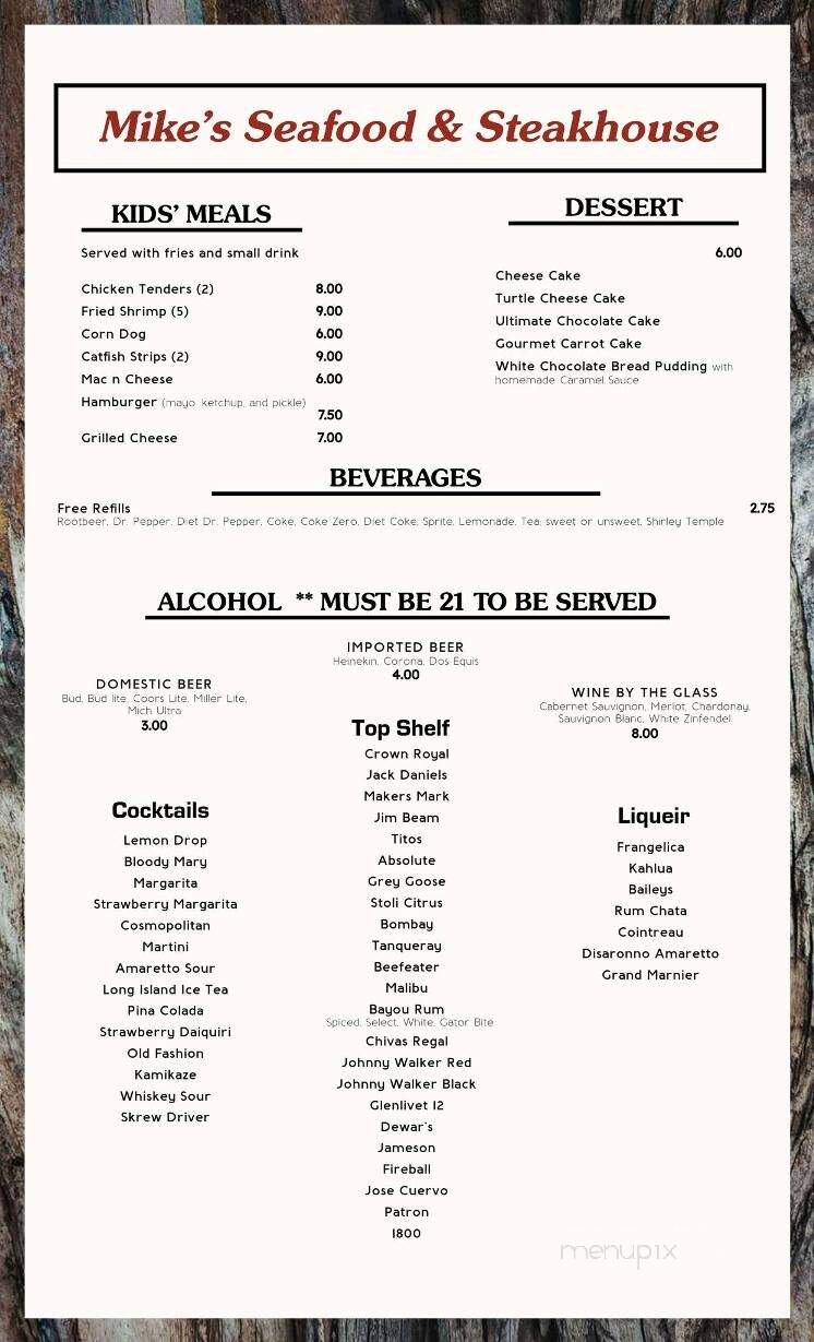 Mike's Seafood and Steakhouse - Jennings, LA menu_pic