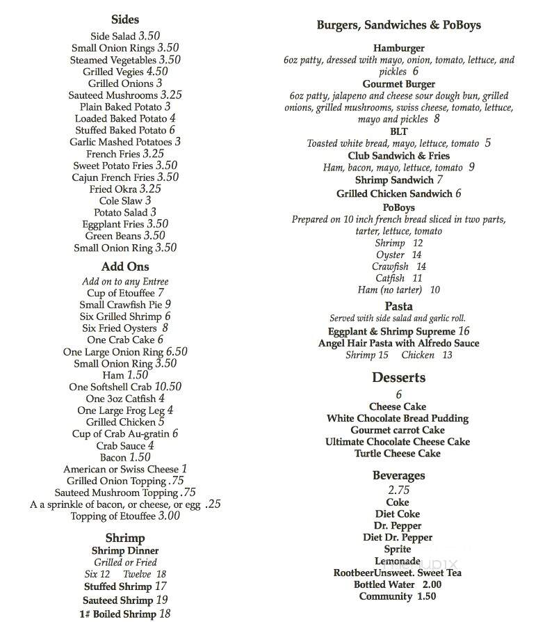 Mike's Seafood and Steakhouse - Jennings, LA menu_pic