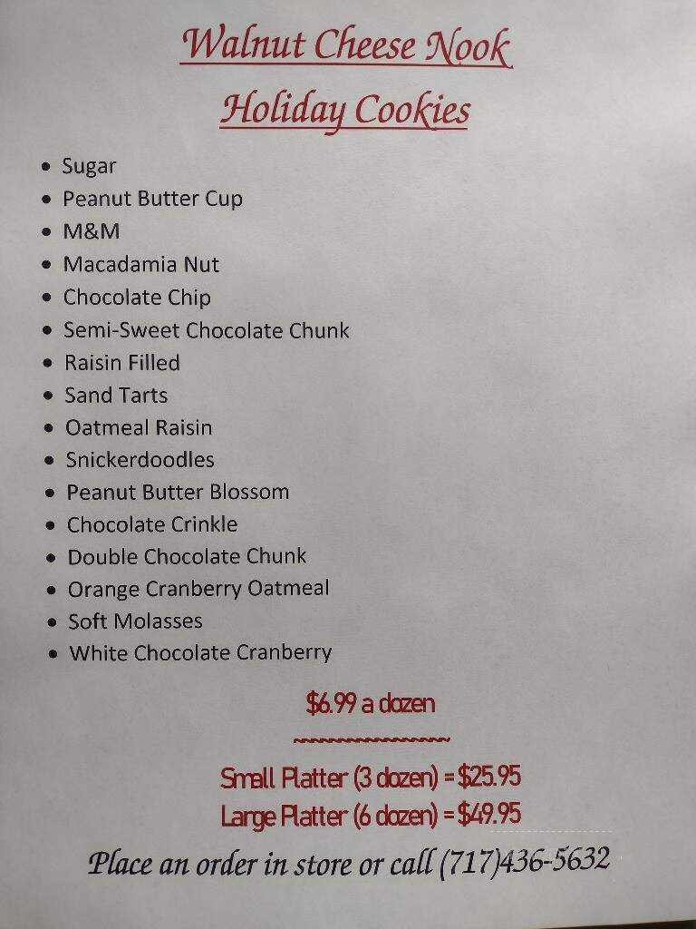 Walnut Cheese Nook - Port Royal, PA menu_pic
