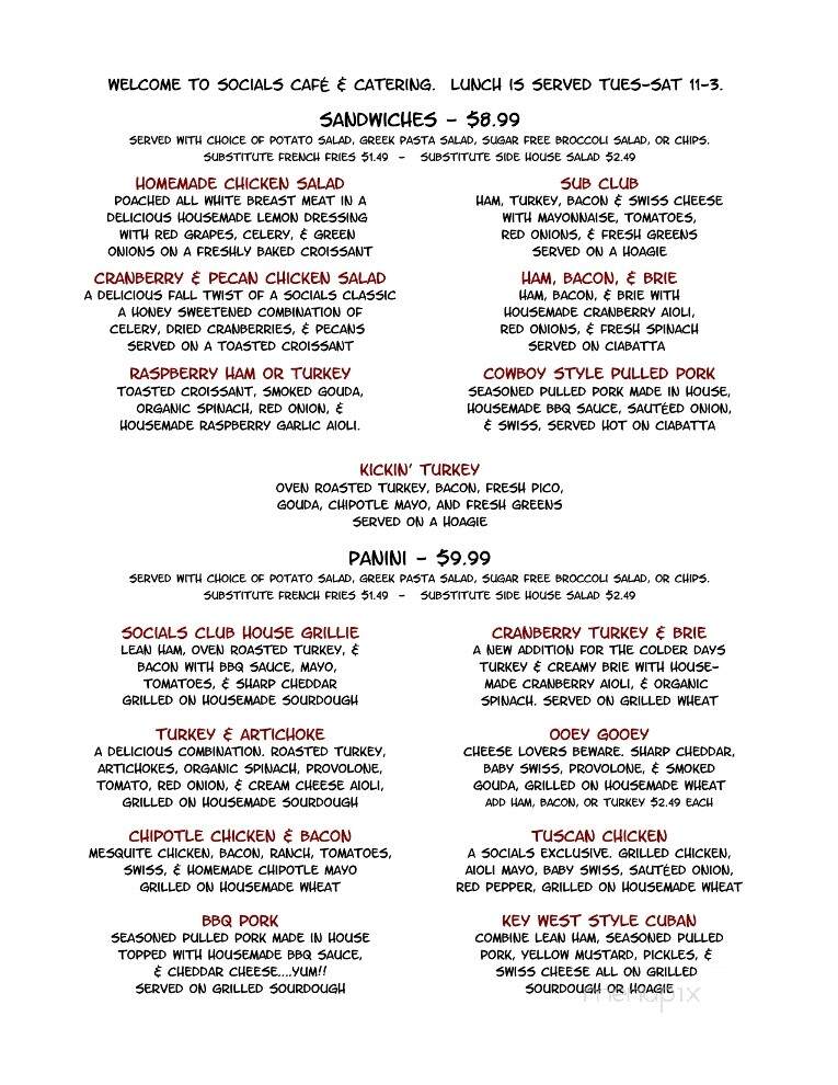 Social's Cafe - Cape Girardeau, MO menu_pic