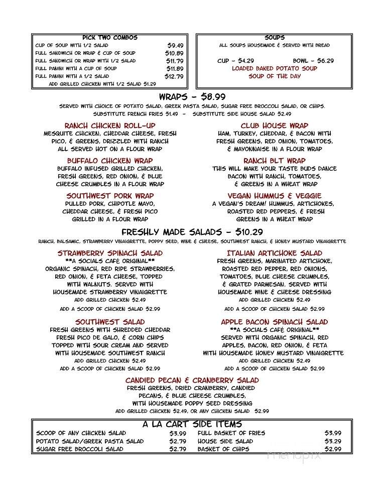 Social's Cafe - Cape Girardeau, MO menu_pic