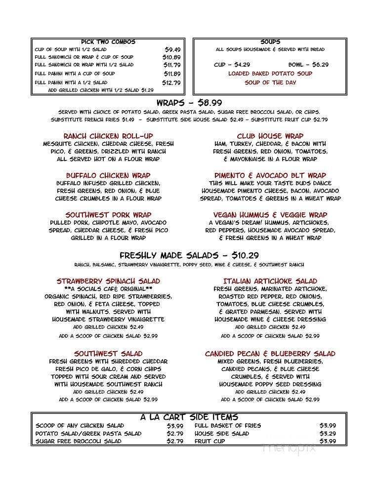 Social's Cafe - Cape Girardeau, MO menu_pic