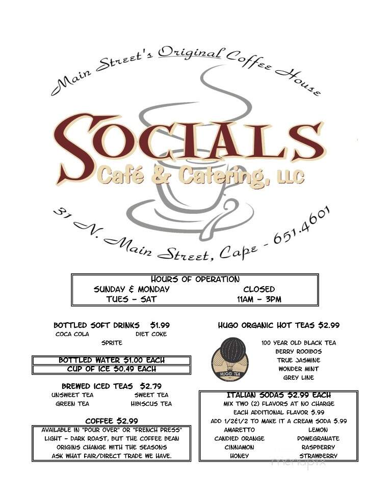 Social's Cafe - Cape Girardeau, MO menu_pic
