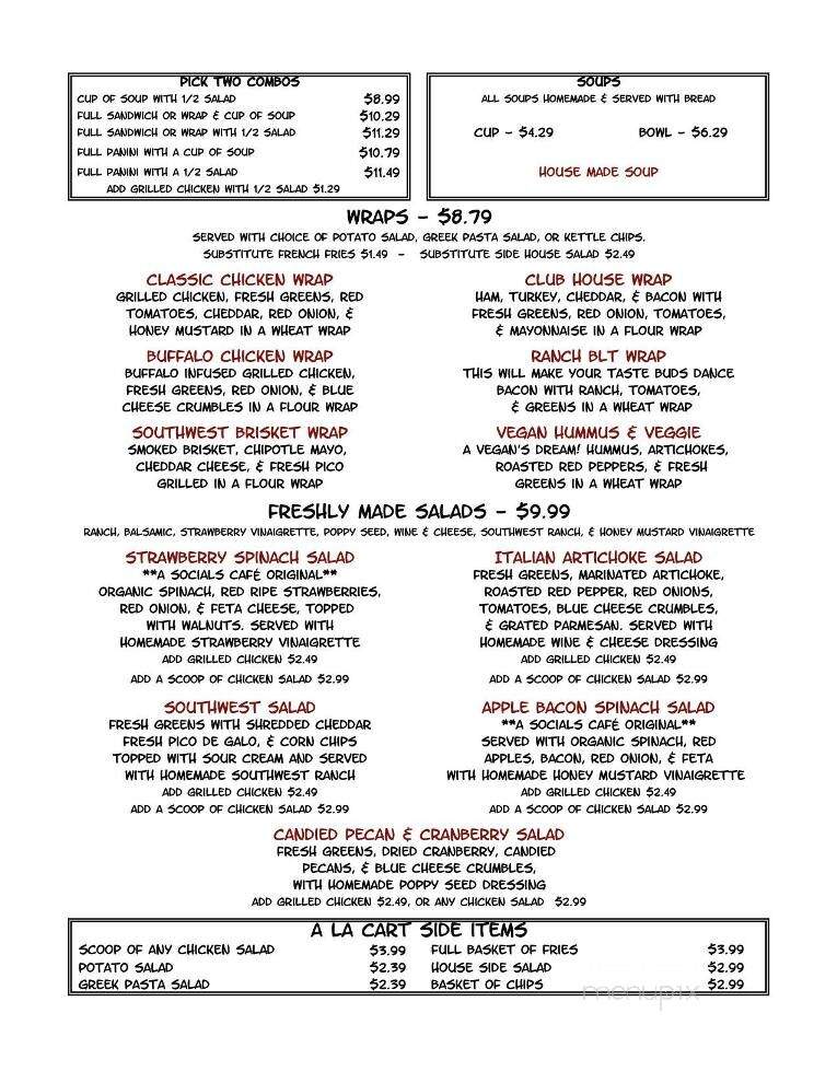 Social's Cafe - Cape Girardeau, MO menu_pic