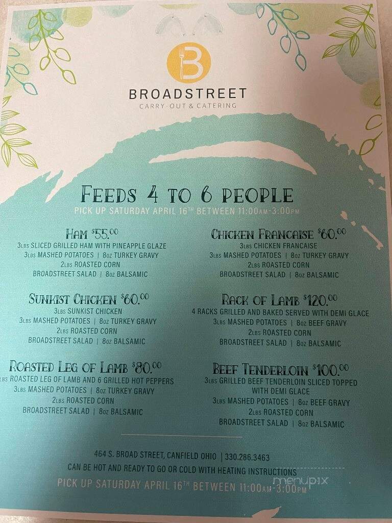 Broad Street Diner - Canfield, OH menu_pic