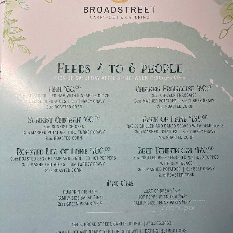 Broad Street Diner - Canfield, OH menu_pic