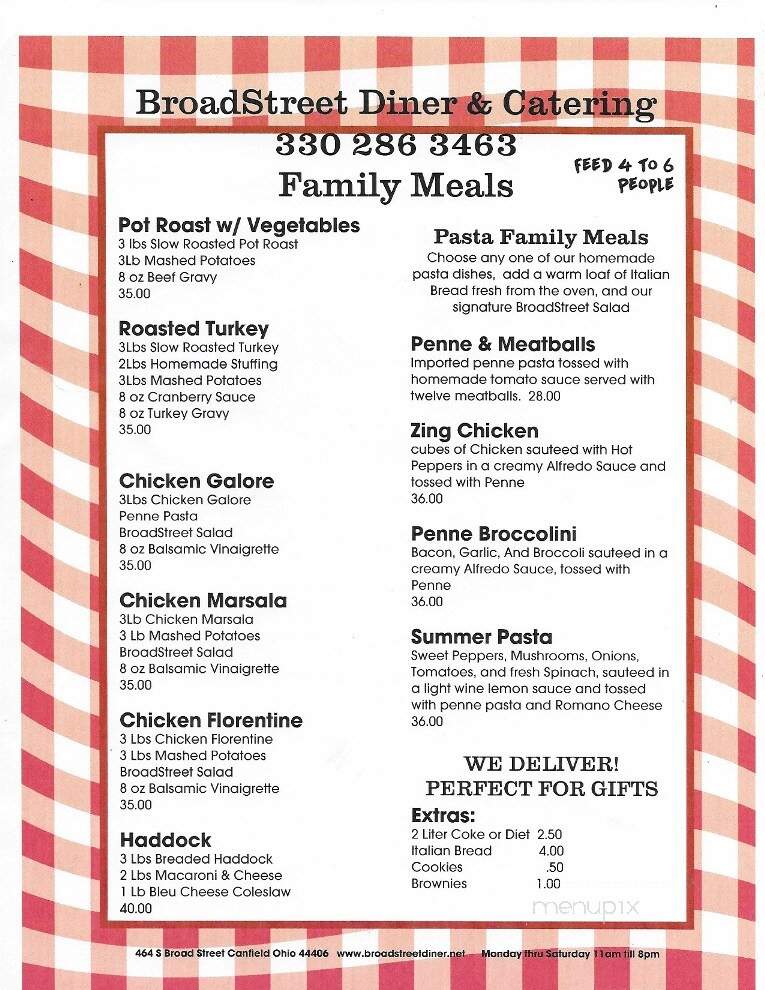 Broad Street Diner - Canfield, OH menu_pic