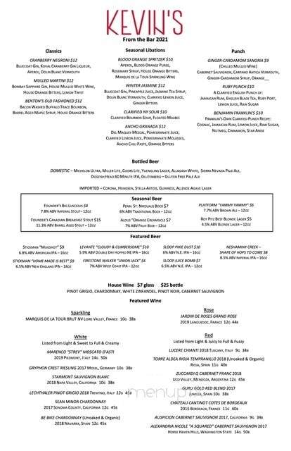 Kevin's - Kingston, PA menu_pic