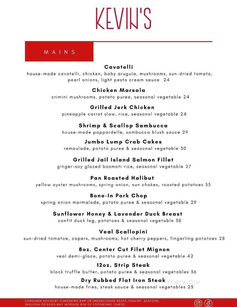 Kevin's - Kingston, PA menu_pic