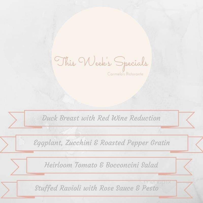 Carmelo's Ristorante Italiano - West Vancouver, BC menu_pic
