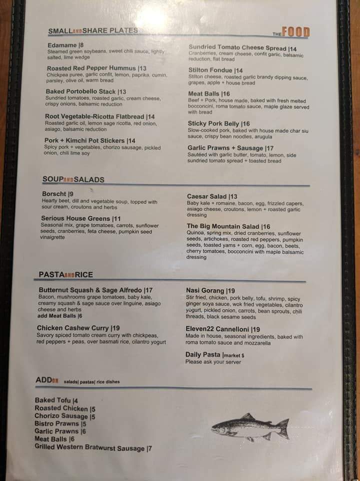 Eleven22 - Golden, BC menu_pic