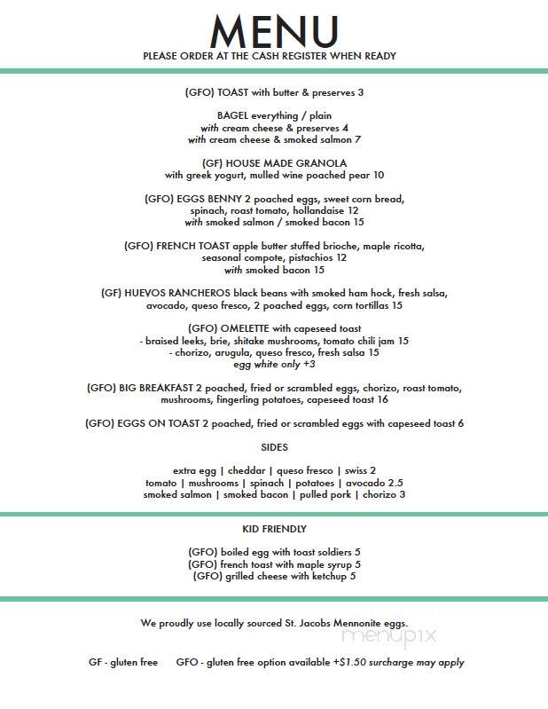 Kerr Street Cafe - Oakville, ON menu_pic