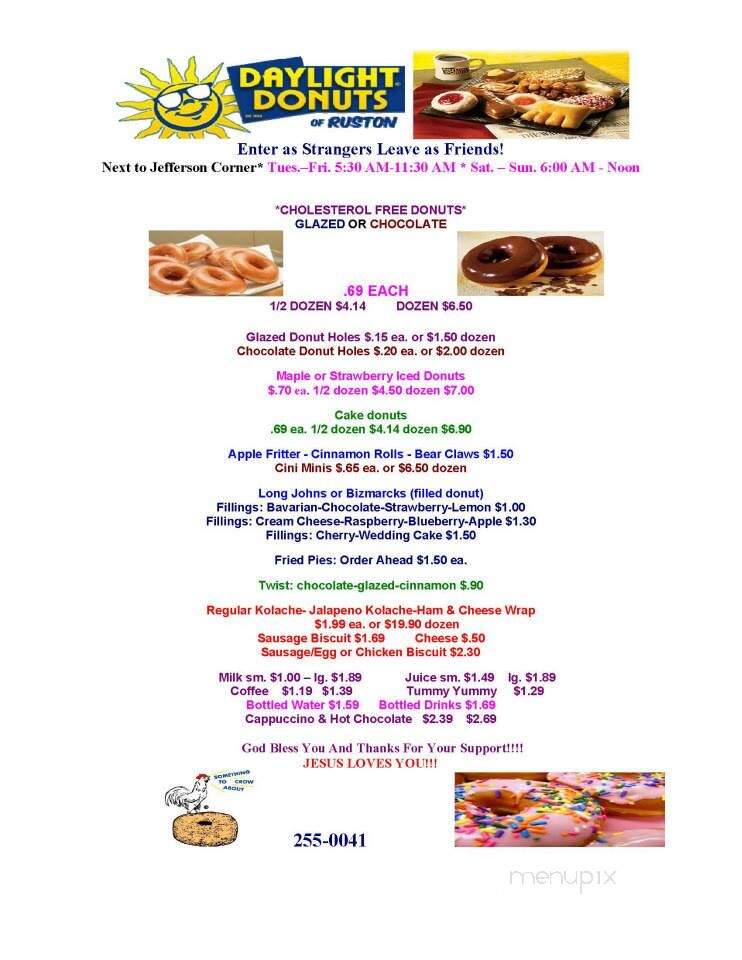 Daylight Donuts - Ruston, LA menu_pic