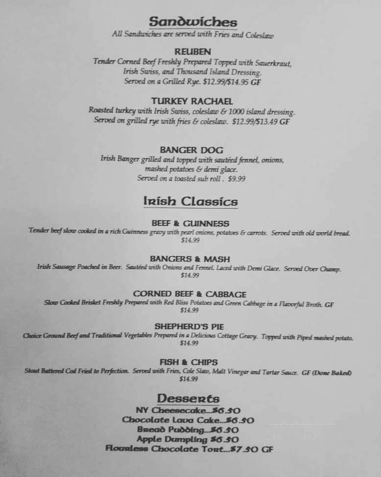 O'Lordan's - Westminster, MD menu_pic