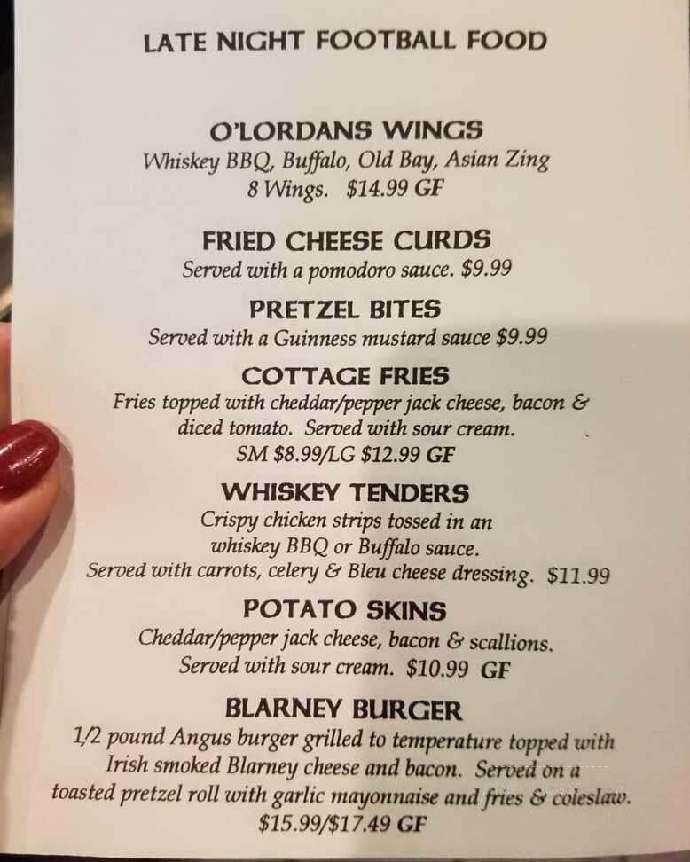 O'Lordan's - Westminster, MD menu_pic