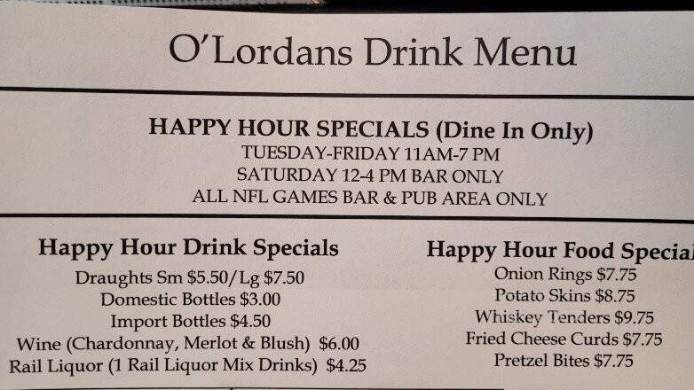 O'Lordan's - Westminster, MD menu_pic