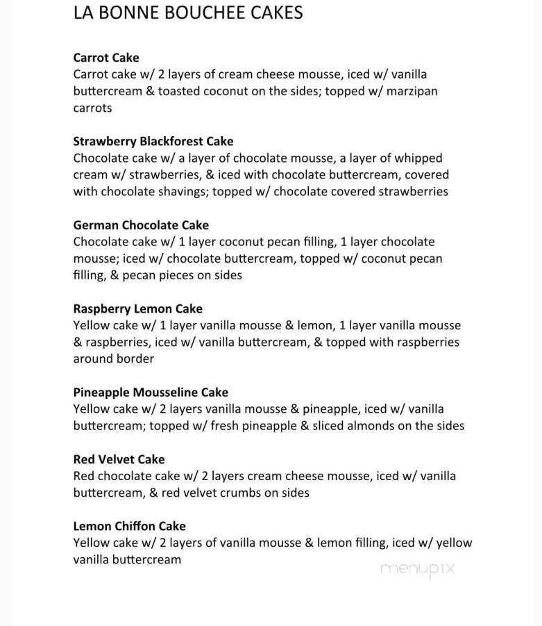 La Bonne Bouchee De St Louis - Creve Coeur, MO menu_pic