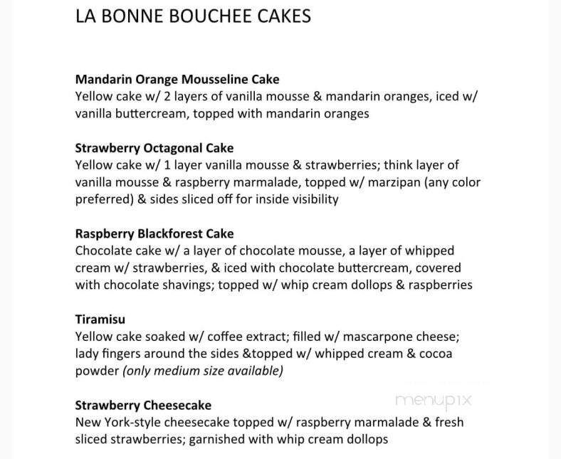 La Bonne Bouchee De St Louis - Creve Coeur, MO menu_pic