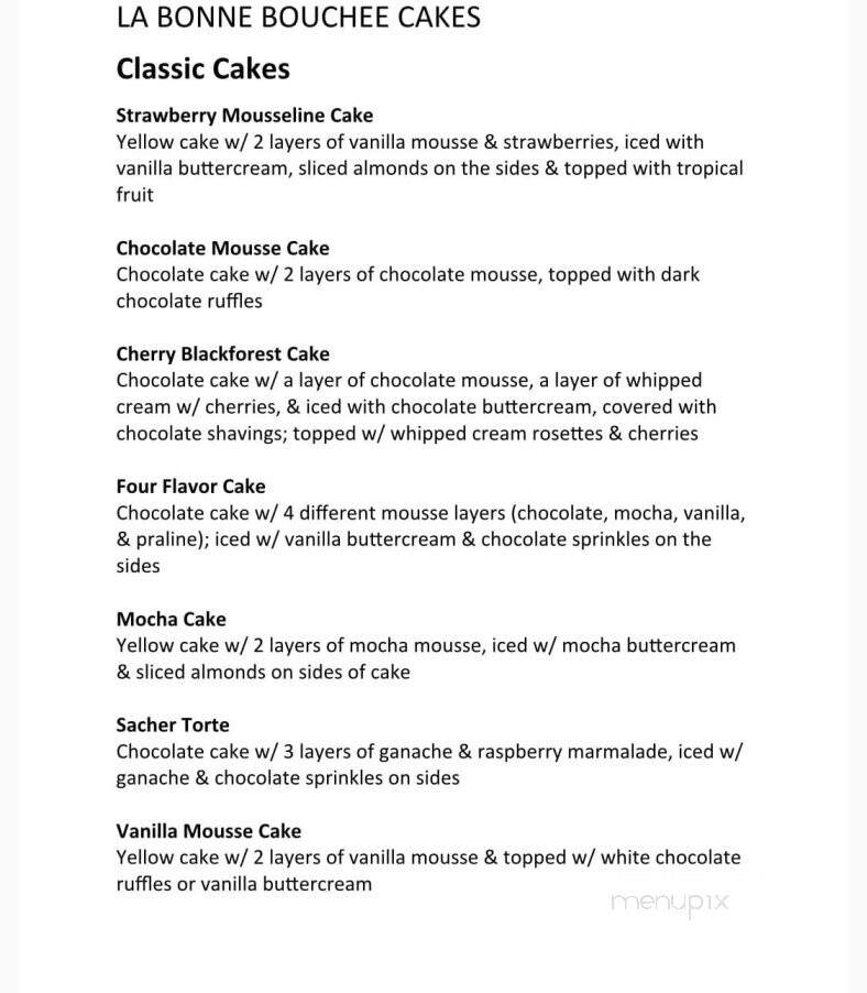 La Bonne Bouchee De St Louis - Creve Coeur, MO menu_pic